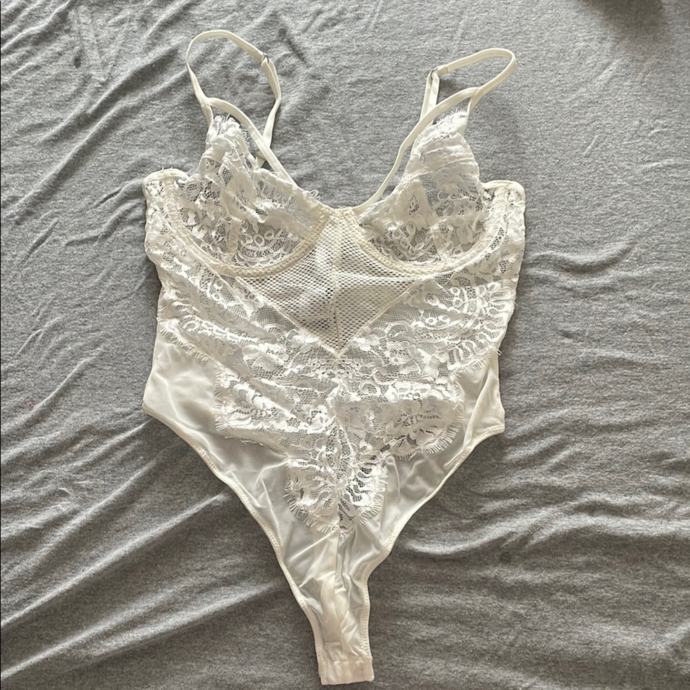 Elegant White Lace Bodysuit